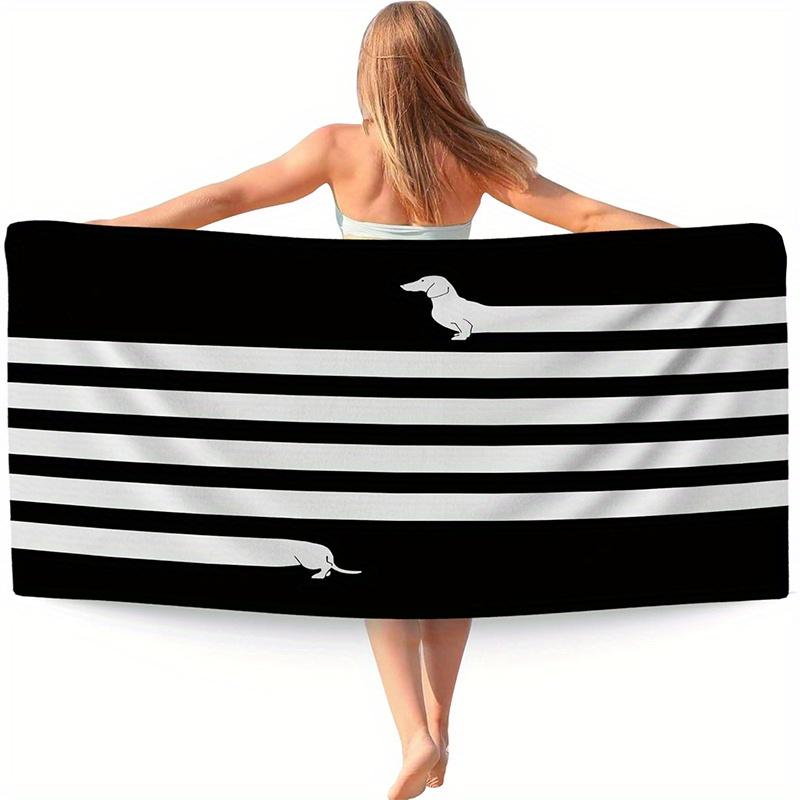 

Beach Towel Striped Dachshund Beach Towel Patterned Sunscreen And Windproof Suitable For Swimming Pool Camping Travel Blanket W30*H60(CM)