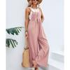 Women's Clothing, Solid Color Casual Overalls, Straight Leg, Comfortable Overalls, Mid Waist, Patchwork/spliced Pants