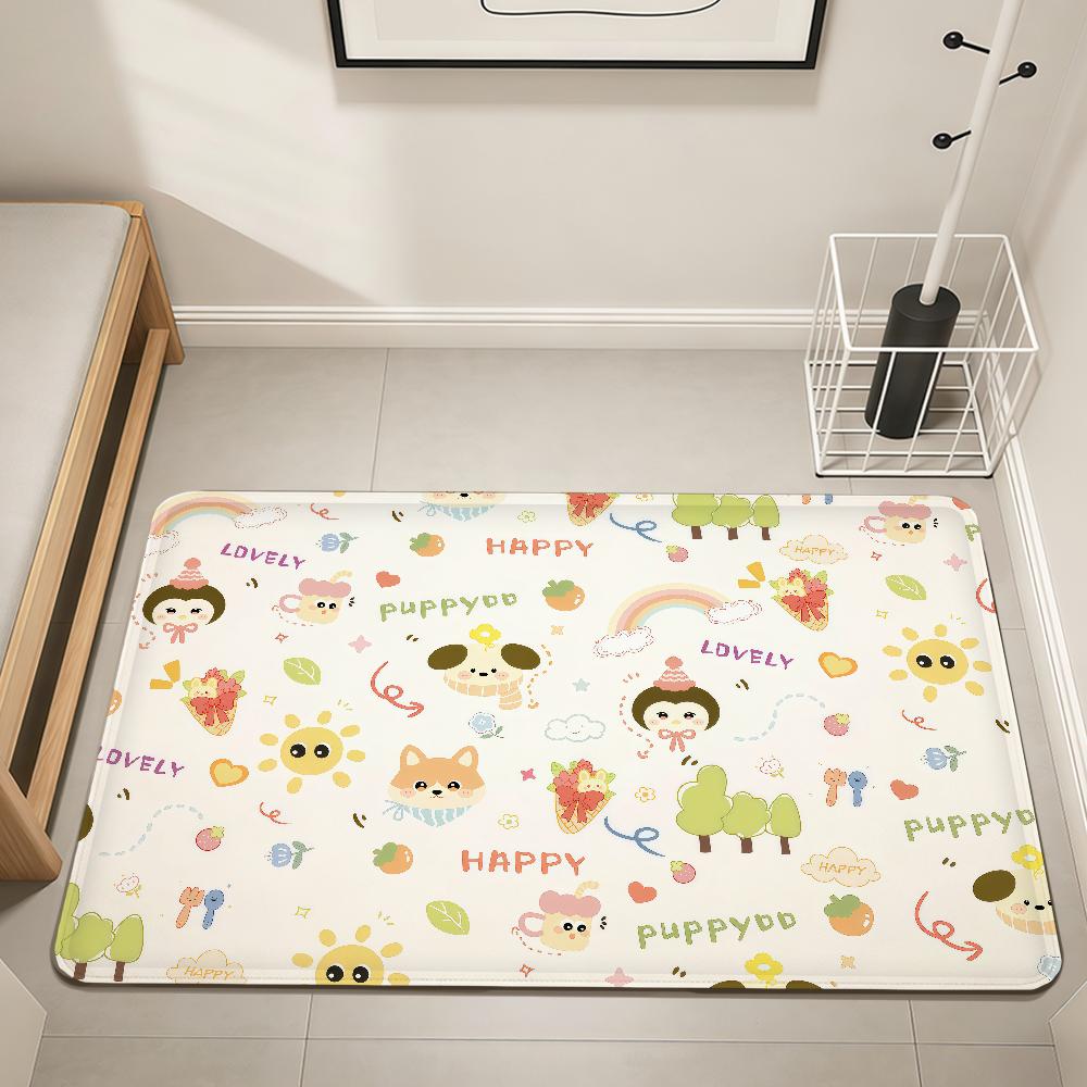 Cute cartoon animal graffiti funny Home Bedside Rug Kitchen Bath Floor Mat Hallway Balcony Carpet Entrance Doormat hogar Decor