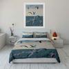 3Pcs Flying Seagulls Over the Ocean Bedding Set, Realistic Coastal Print Duvet Cover + 2 Pillowcases, Serene Decor