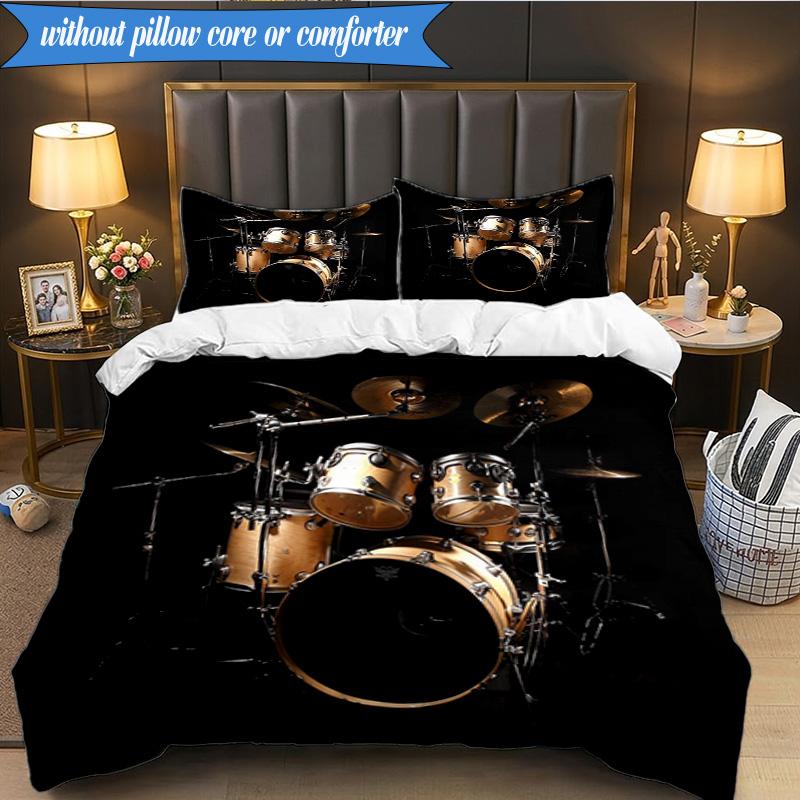 3-teiliges Trommelset Bettwäsche-Set, inklusive 1 Bettbezug und 2 Kissenbezügen. Perfekt für Schlafzimmer, Wohnheim, Weihnachtsgeschenk für Fans
