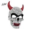 Unique Halloween Event Mask Rhinestone Mask, Sparkly Faux Crystal Demon Horn Masquerade Breathable Face Lightweight Full Cosplay Prop for Party