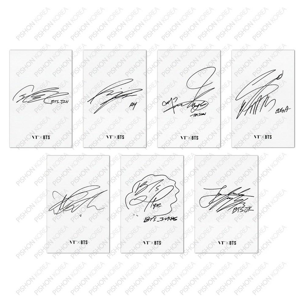 Genuine Domestic Shipping / BTS Member-signed Photocard Set of 7, Black/white