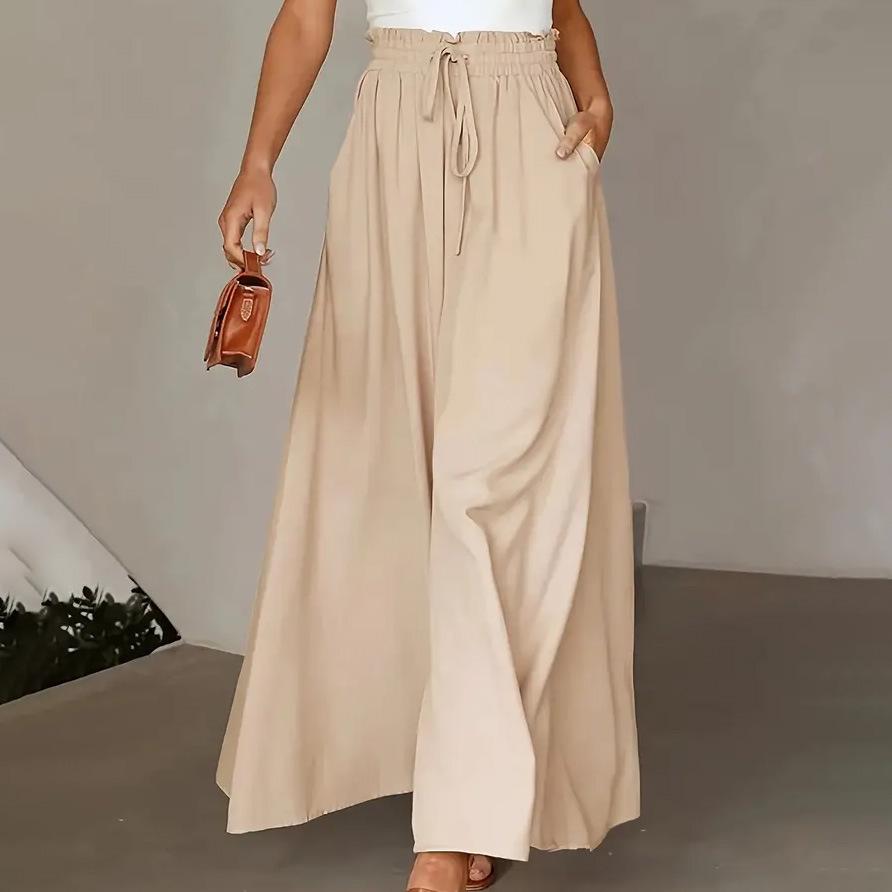 Cross-Leg High-Waisted Long Skort for Women - 2026 Summer Flowy Hem Design