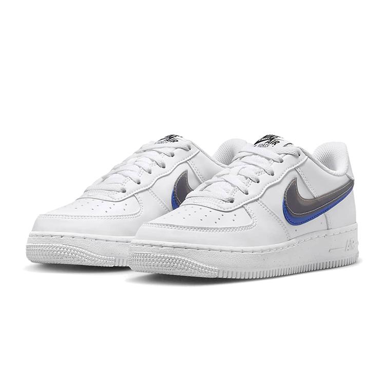 Nike Air Force 1 Low Impact Next Nature Double Swoosh White Black Blue GS FD0688-100