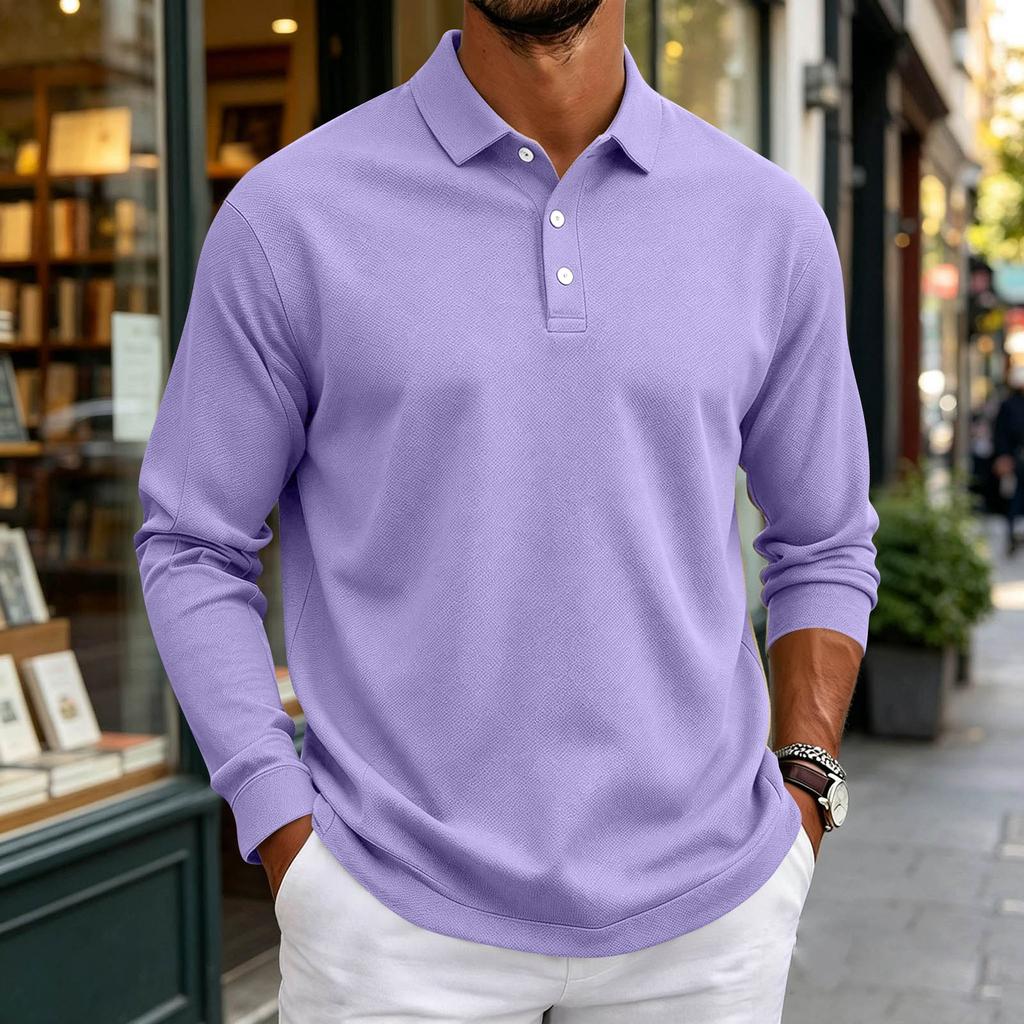 Herren Langarmhemd Button-Down-Kragen Farbe Entspannte Passform Lässig
