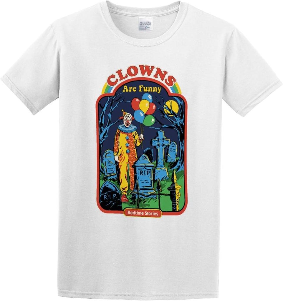 Clowns are Funny Pullover Men's Crewneck T Shirt Short Sleeve Top Unisex Pure Cotton Tee White
