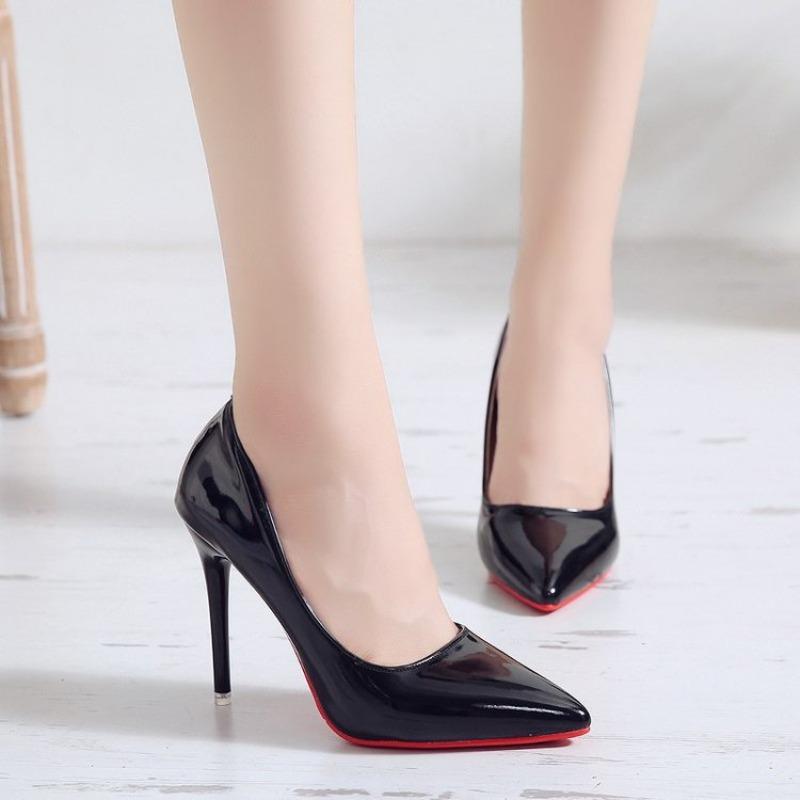 Temperament shallow mouth fashion high heels women's autumn new red sole pointed professional single shoes women's large size 4344 heels