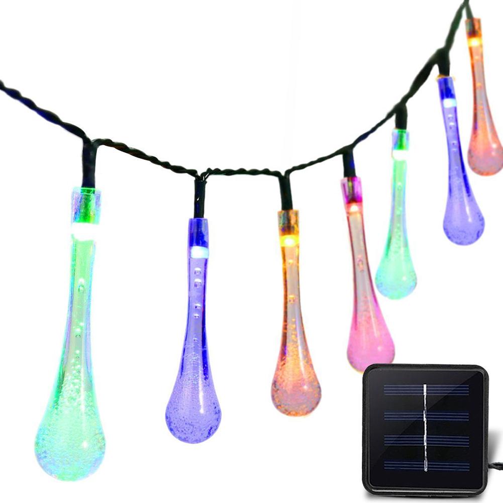 Solar String Lights, 21FT 30 LED Water Drop Fairy Lights, Christmas Solar Rope Light for Indoor Outdoor Garden Holiday Party Decorations Multicolor#0