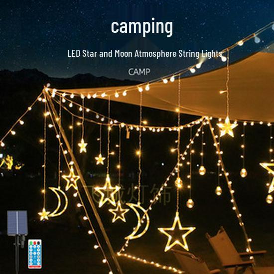 Solar LED Color Waterfall Curtain Lights - Outdoor Waterproof Decorative Christmas Icicle Lights