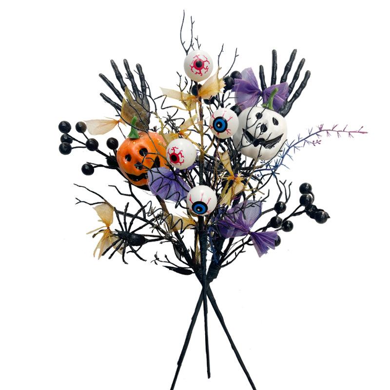 Halloween Schwarz Horror Kürbis Blumenzweig - Ideal für Halloween Dekorationen, Geisterfest Party Schmuck