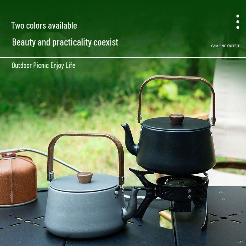 Large Capacity Portable Aluminum Camping Kettle серый