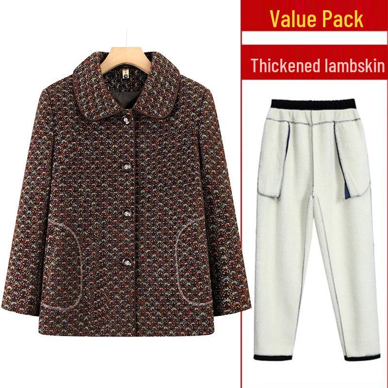 Spring and Autumn Outerwear for Middle-aged and Elderly Women, Plus Size, Short Style, Ages 60-80.