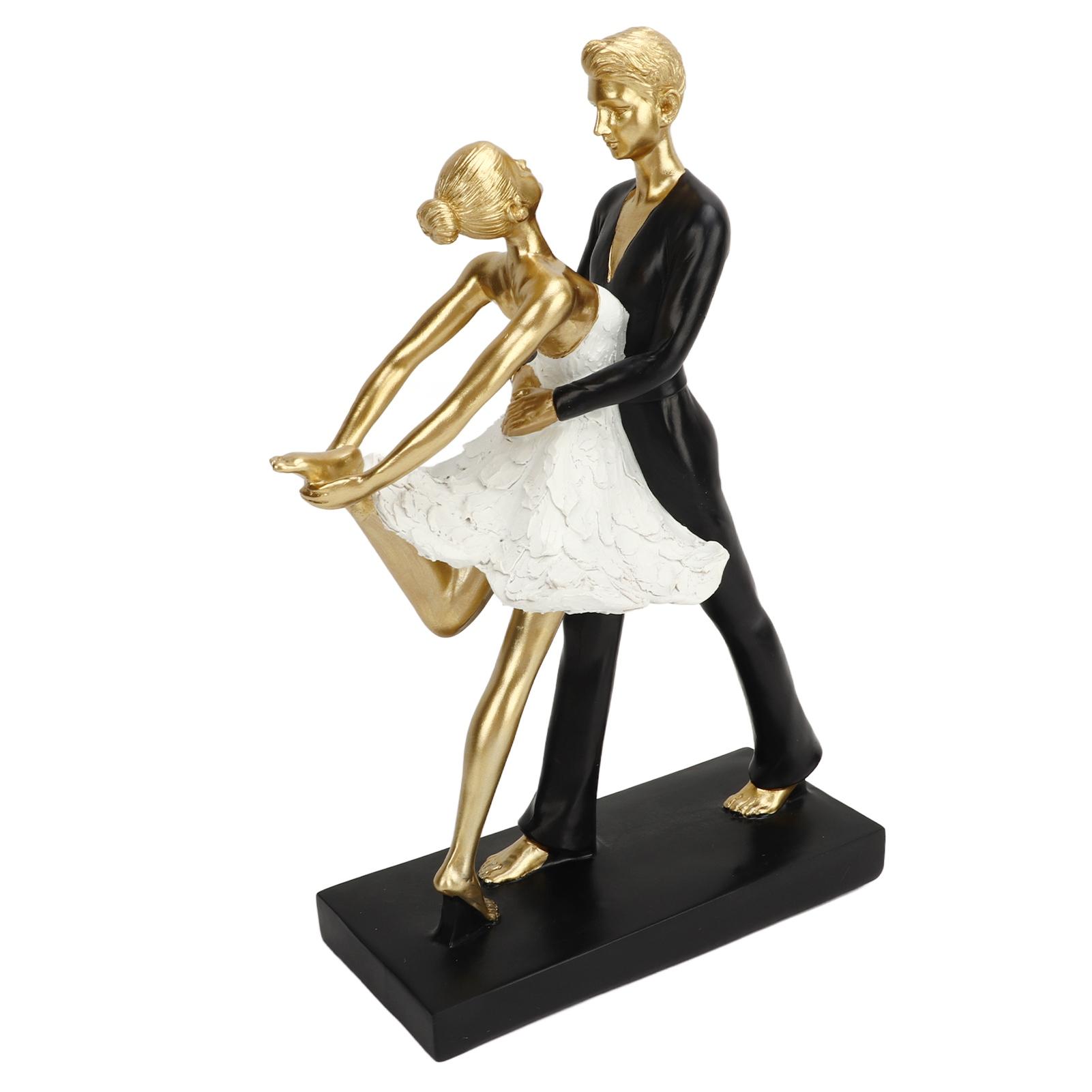 Romantisch Dansend Koppel Beeld Decoratie Hars Elegante Koppel Balletdanser Beeldje Ornament Goud