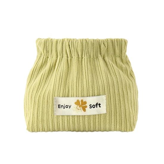 Corduroy Self-Closing Pouch Hair Tie Organizer Portable Snap Closure Pouch Storage Bag for Lipstick
