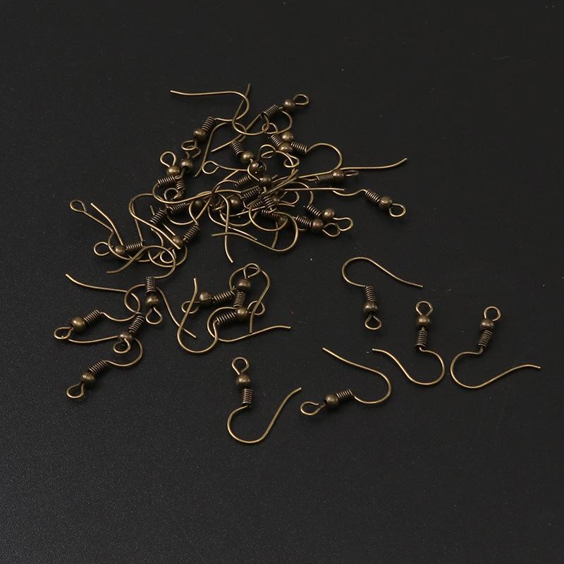 For Earring Making Metal Handmade DIY Beaded Ear Hook 50pcs Ornament With Round Bead Accessories Material  Beads