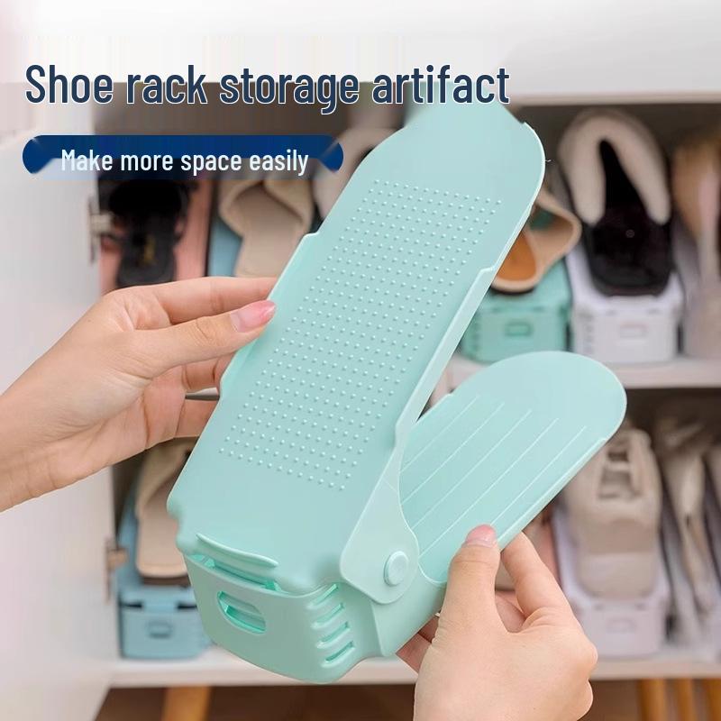 Adjustable Double-Layer Folding Shoe Rack and Cabinet with Space-Saving Partition