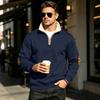 Men's Retro Half Zip Sweatshirt with Stand Collar Long Sleeve for Fall Winter