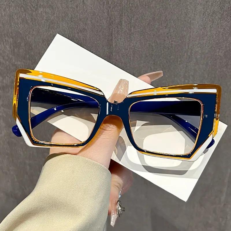Cat Eye Glasses Gradient Color Frame Transparent Lens Computer Glasses Color Block Women