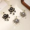 Fashion Light Luxury Crystal Fringed Earrings, Retro Ethnic Style Handmade Studs, Bohemian Temperament Crystal Earrings.