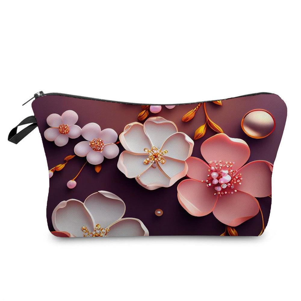 Women Flower Print Cosmetic Bag Toiletries Organize Travel Storage Case  6394 CLE