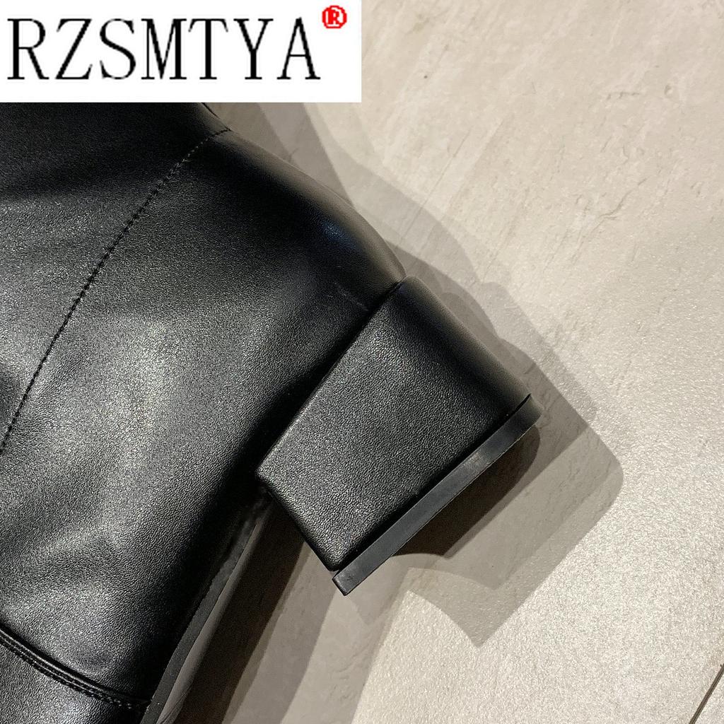 New Female Women Boots Sexy Zipper Over The Knee Boots Women Flats Shoes Square Toe Long Boots Thigh High Boots