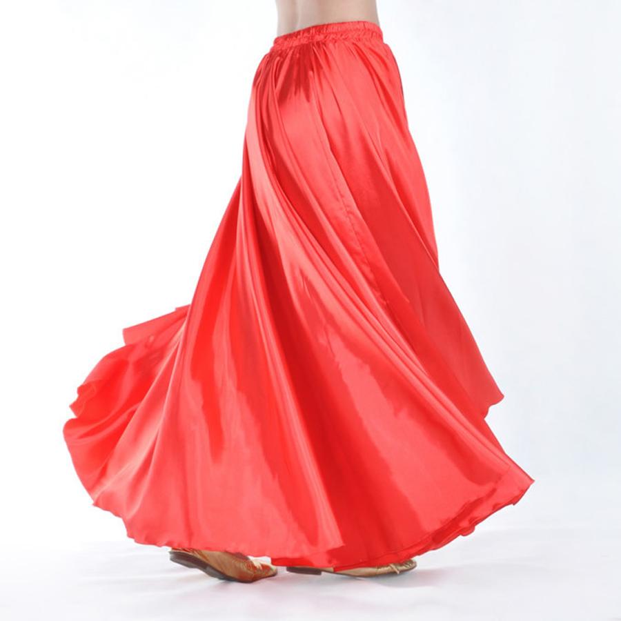 Glänzender Satin Damen Bauchtanzkostüm Swing Röcke Vollkreis Satin Flamenco Röcke Übergröße Bauchtanzrock