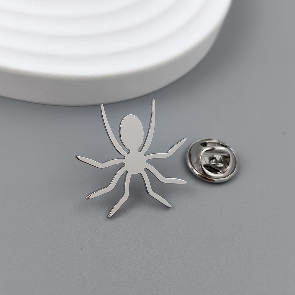 Fun spider gold-plated badge, suit lapel pin stainless steel black, women's anti-exposure button, men's brooch