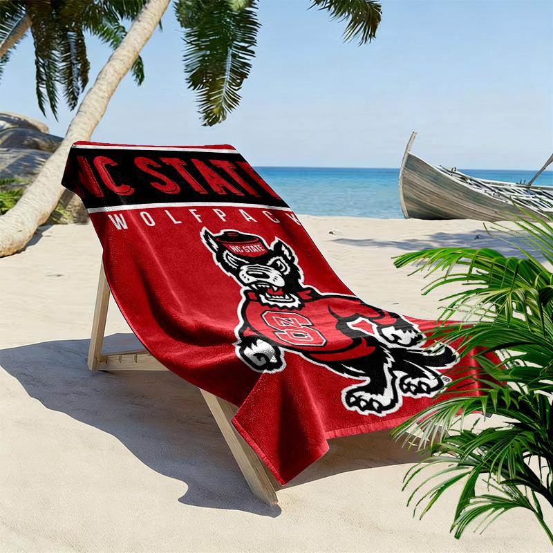 Serviette de plage Wolfpack de l'État de Caroline du Nord, Grande Serviette Douce à Séchage Rapide pour Plage Camping Natation