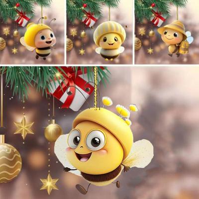 Bee Decorative Pendant Acrylic Hanging Ornament Adorable Appearance Vivid Color Lightweight Christmas Tree Pendant Charm