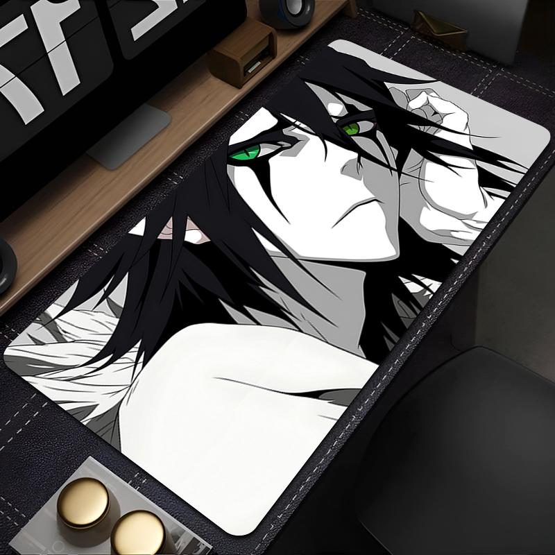 Gaming Mouse Pad Large Desk Mat Antislip Stitched Edges Black White Anime Print Keyboard Pad for Gamer Home Office