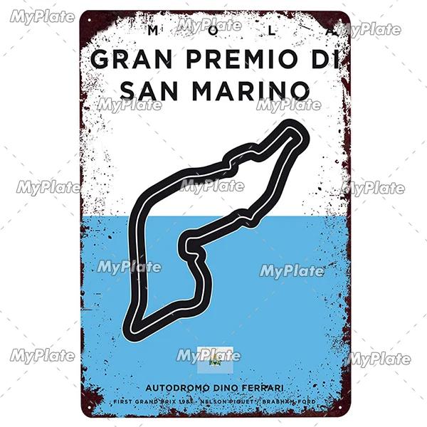 Racing Track Metal Sign Vintage Plaque Sercive Tin Sign Wall Decor For Garage Race Car Plate Crafts Poster F1 Game Custom