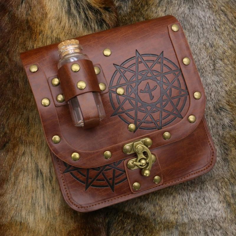 Set of 2pcs Medieval Style Alchemist Bottle Waist Pouch Belt Set For Role Playing Costume Accessories PU Leather
