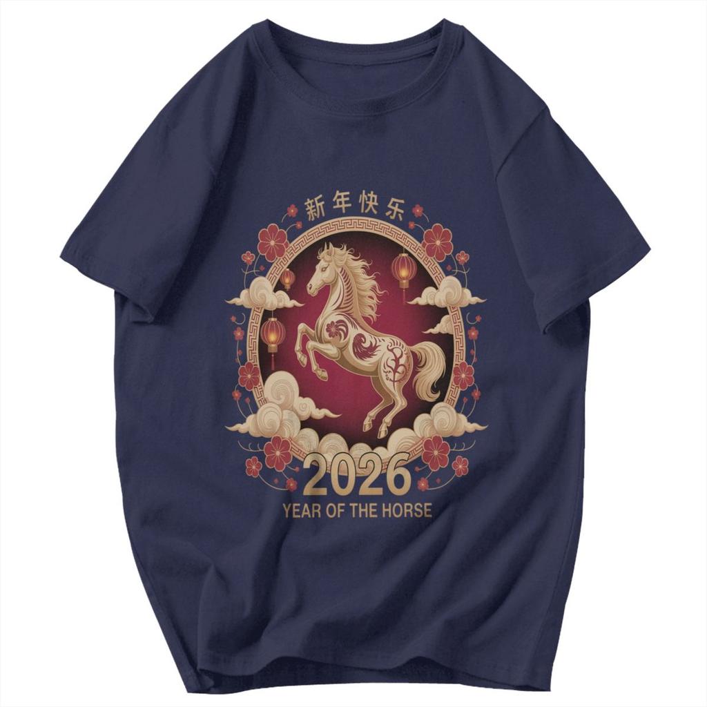 Herren T-Shirt 2026 Feuerpferd Chinesisches Neujahr Pferd Vintage Idee Y2K Grafik-T-Shirts Unisex Oberteile T-Shirts