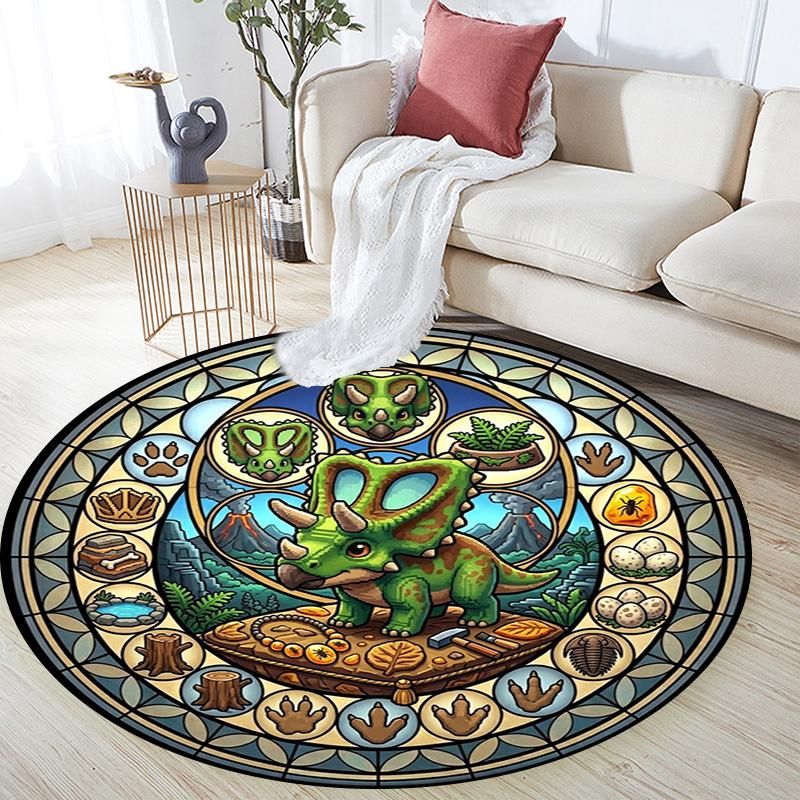 Alfombra Redonda de Cristal Prehistórico Debajo de Sillas de Oficina Dormitorio Sala de Estar Decoración del Hogar