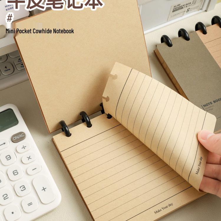 Retro Mushroom Pocketbook: Loose-leaf Cowhide Mini Notepad