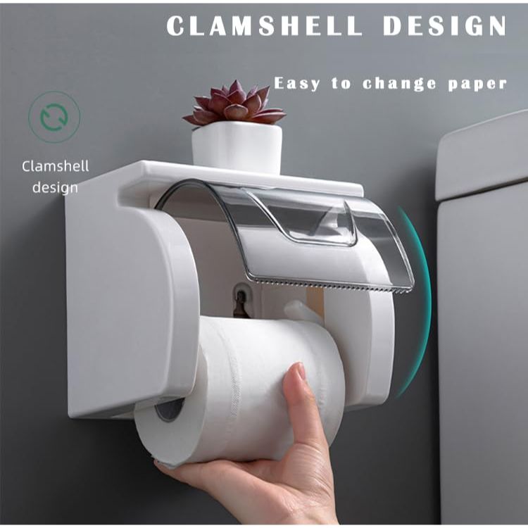 Planes Tissue Holder Type of Wall Mounting Support,Telephone Holder Plastic Bathroom Dispenser,Toilet Tray Transparent/Black.(Pack of 1)