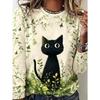 Women's Fashion Casual 3D Print Crew Neck Long Sleeve T-Shirt