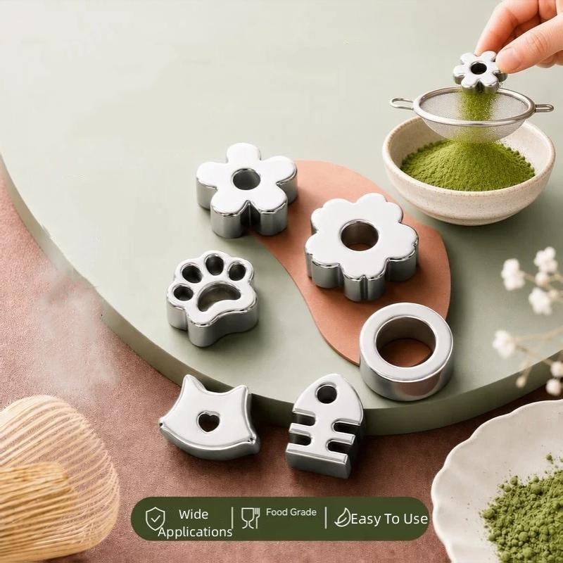 3Pcs Stainless Steel Matcha Sifter Set With Multiple Cute Shape Molds And Fine Mesh Perfect For Home Baking Matcha Making Coffee