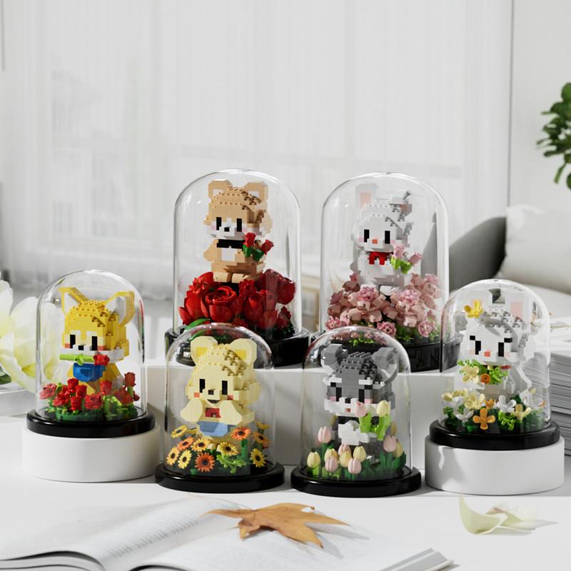 Creative Flower Bunny Animal Characters Building Blocks Set For Fun Children