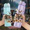 1PC Moth Sunflower Botanical Motif 750ml Color Plastic Sports Water Bottle Leakproof Flip Straw Lid For Sports Office Home Use