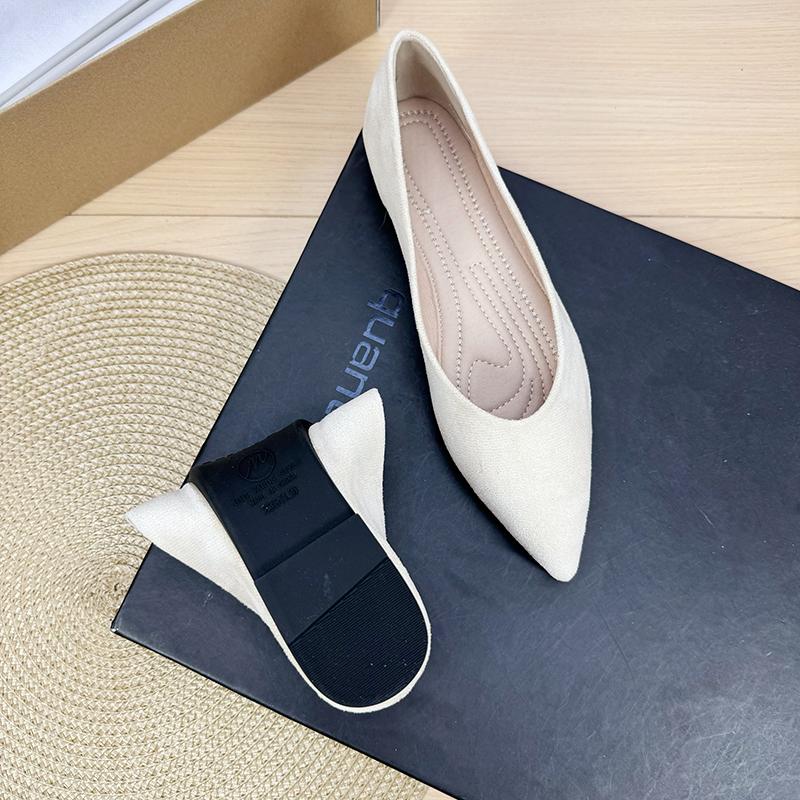Fashion Flat Shoes for Women 2025 Spring and Autumn New Style Suede Pointed Shallow Mouth Soft Sole Large Size Women's Shoes