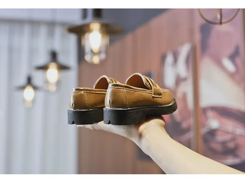 2022 Spring British Style Kids' Non-Slip Loafers - Thick-Soled Leather Shoes for Boys and Girls