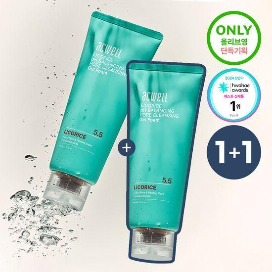 Acwell Licorice Water PH Balancing Pore Cleansing Gel Foam Double Pack (160ml+160ml)