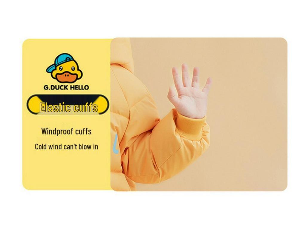 2025 Unisex Yellow Duck Down Jacket for Kids - Mid-Length, Thickened Winter Coat