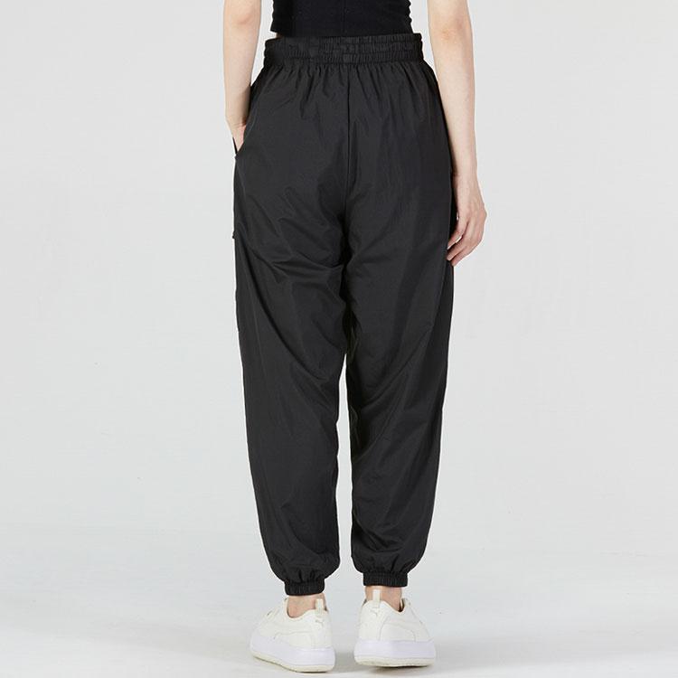Puma Solid Color Drawstring Tapered Woven Sports Pants Women pants Black 537623-01