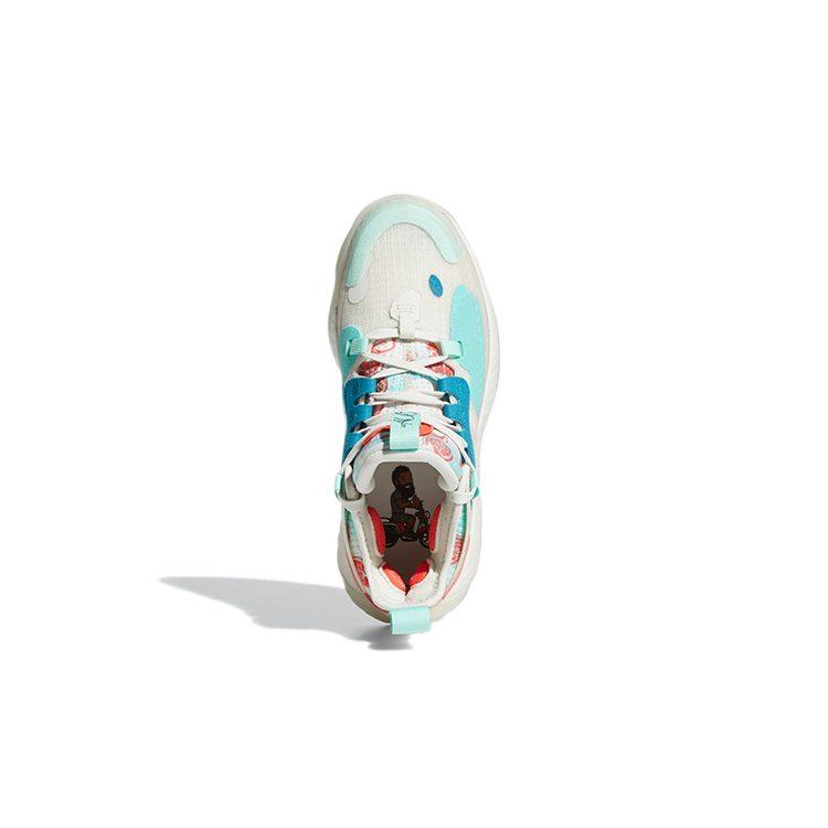 adidas Harden Vol.5 Tessuto Resistente all'Abrasione Scarpe da Pallacanestro Basse per Bambini Bianco Verde Rosso FZ5454