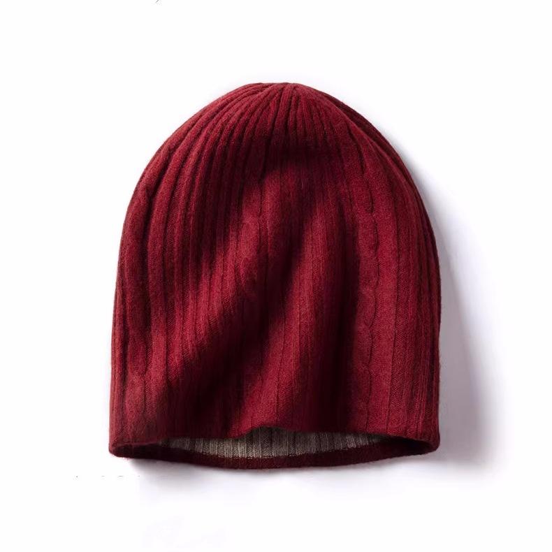 Selected Fine Merino Pure Wool Autumn and Winter Knitted Wool Hat Unisex Ear Protection Warm Cold Hat Trendy New