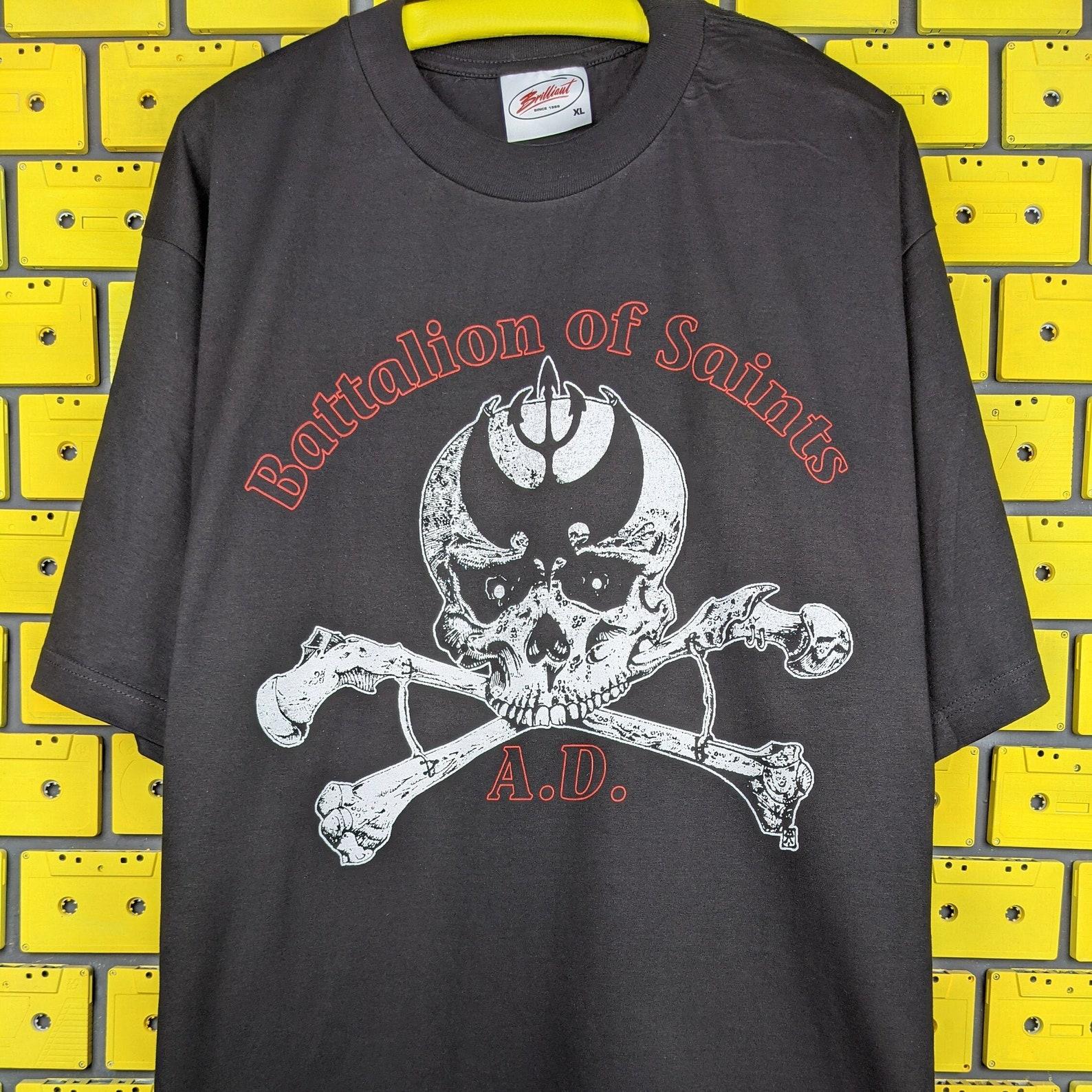 Vintage 90s Battalion of Saints T shirt American Hardcore Punk Rock Band Merch Tee Size XL S