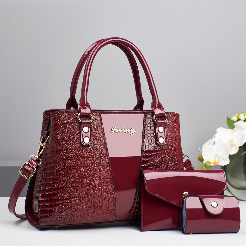 Taizhou Women's Crocodile Pattern Handbag: Mother-and-Child Three-Piece Set, Single Shoulder & Crossbody Options